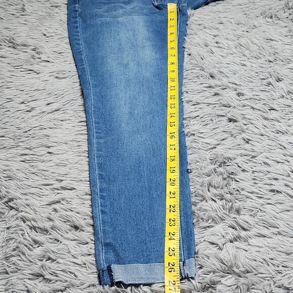 Royalty‎ For Me Mid Rise Ankle Womens Jeans Sz 4 Blue Denim Cuffed Stretch 28x27 - Picture 8 of 13